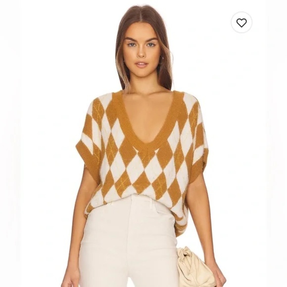 Free People Argyle V-Neck Sweater